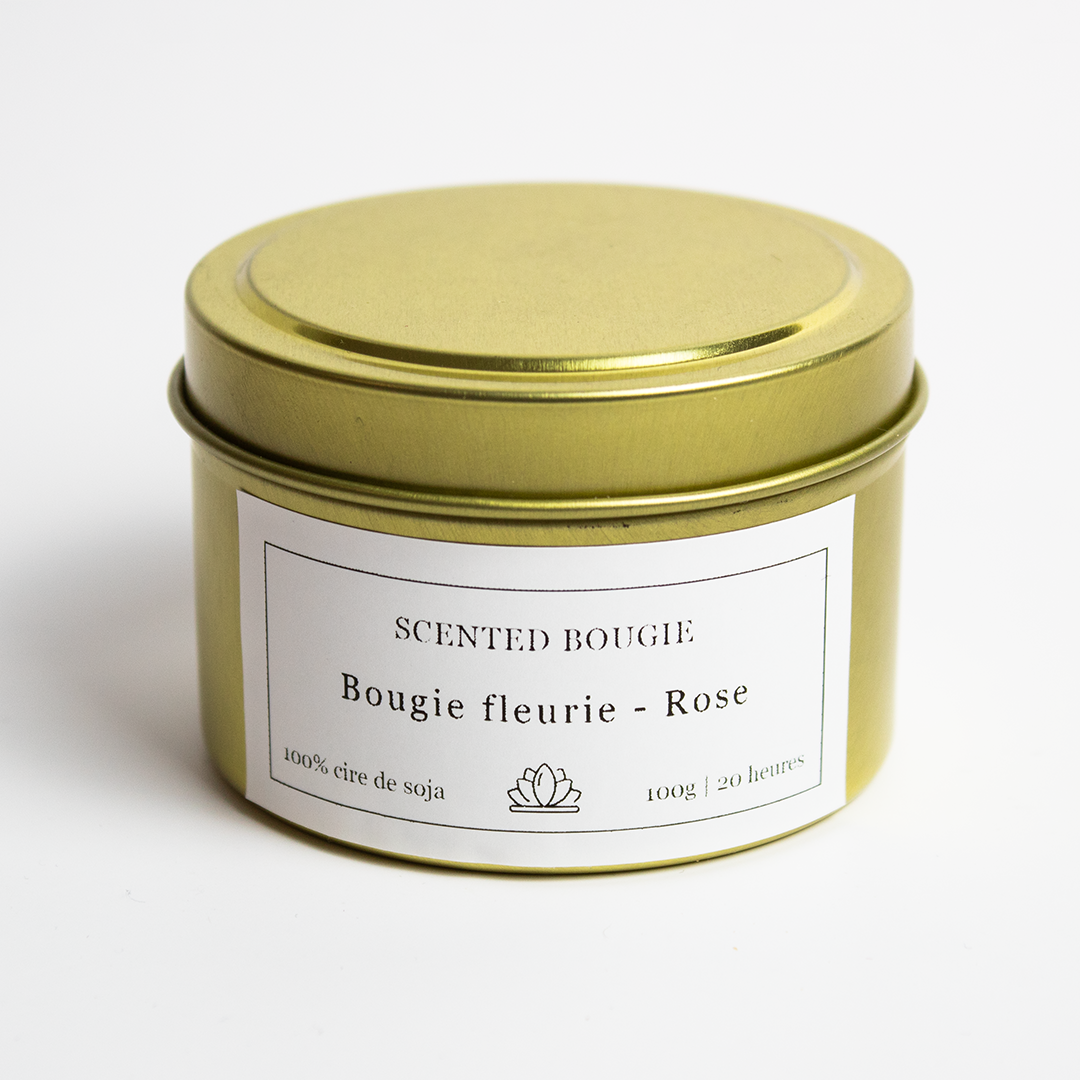 Scented bougie fleurie végétale 100% cire de soja mèche en bois fabriquée en France