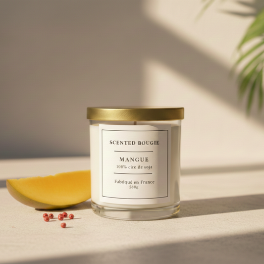 Bougie végétale parfumée et marbrée Mangue - 260g