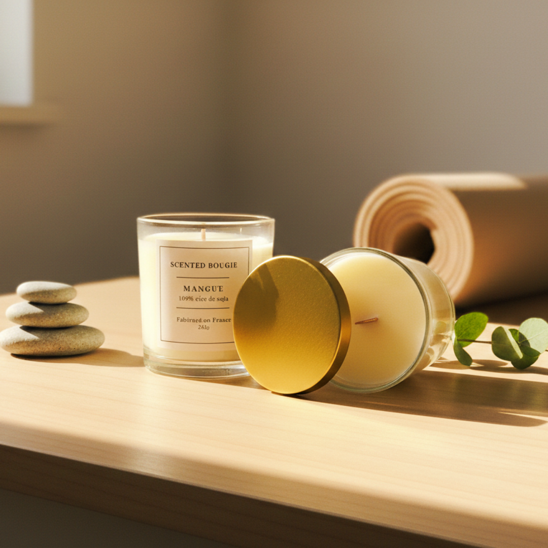 Bougie végétale parfumée et marbrée Mangue - 260g