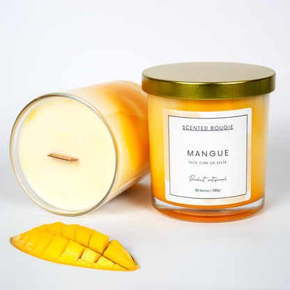 Scented Bougie mangue bougie artisanale parfumée marbrée mèche en bois cire de soja végétale naturelle